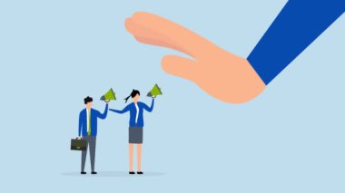 Konuşma özgürlüğü, şirket çalışanlarının 4k animasyonu megafonla yöneticilere olumsuz bir alkış..