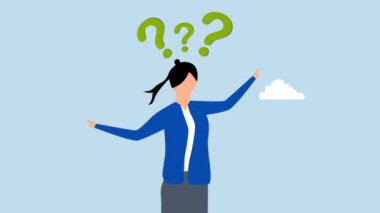 İş dünyası şüpheli seçimi, şüpheli iş kadınlarının 4k animasyonu seçenekleri ve sağı ve solu işaret etmek.