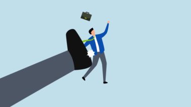 İşten kovulmak, kızgın dev bir patronun 4K animasyonu çalışanı kovdu.