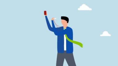 İş yasağı, iş adamlarının kırmızı kartı suça karışan çalışanlara göstererek 4k animasyon yapması