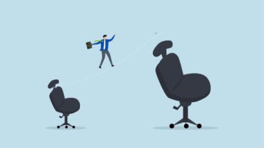 Kariyer büyümesi, iş katibinin 4k animasyonu yüksek işyeri sandalyesine yürüyor.