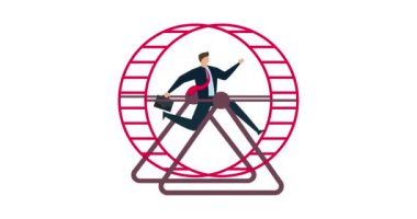 Ofis çalışanının 4k animasyonu. Kariyeri olmayan bir iş adamı. Hüsrana uğramış bir iş adamı..