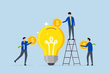 Bağış toplama fikri, işletme yöneticileri yeni ampul projesi için bağış topluyorlar..