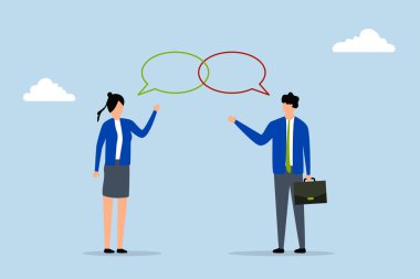 Müşteri ilişkileri, iş adamları, birbirine bağlı konuşma baloncukları aracılığıyla müşterilerle iletişim kurarken markanın yüzü gibi davranırlar..