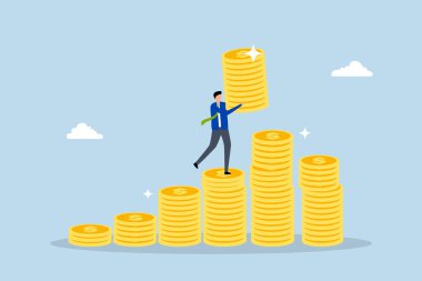 Yatırım büyümesi bileşik faiz, iş adamı para yığını artışı.