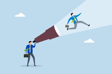 Ticari başarıya ulaşmak için güçlü bir vizyon yarat, girişimci dürbünle kendini hedefine doğru ilerlerken hayal et.. 