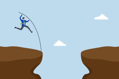 Ticari başarıya ulaşmak için zorlukların üstesinden gelmek, güvence direği uçurumun diğer tarafına atlamak. 