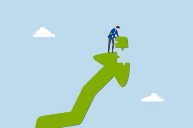 Büyüme stratejisi, akıllı girişimci büyümeyi temsil eden yukarı doğru ok metaforunu bitirmek için yapbozun son parçasını yerleştirdi. 