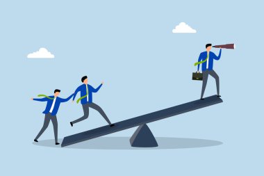 İş dünyasının takım üyeleri tahterevallinin başarıya doğru ilerlemesine yardım ediyor.. 