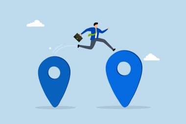 İş yeri değiştirme, girişimci işletme sahibinin bir harita işaretçisinden diğerine geçiş metaforu olarak atlaması
