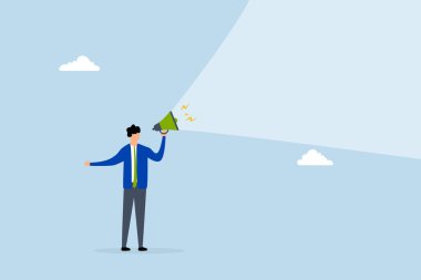 Duyuru, işadamı patronu megafonla bağırıyor