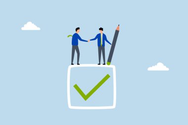 Taahhüt, işadamı el sıkışması işaretleme kutusunda tamamlandı