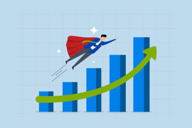Girişimci kahraman hızla büyüyen büyüme grafiğinin üzerine çıktı.. 