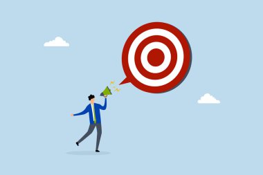 Yeni yıl hedefini açıkla, Girişimci megafon kullanarak yeni hedefini açıkladı. 