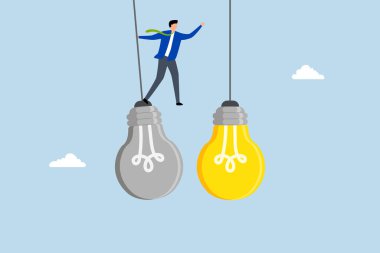 Yeni fırsatlara geçiş, iş adamı eskisinden parlak ampule atlıyor.