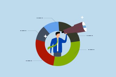 Pazarlama stratejisi, turta grafiğindeki işadamı kusursuz dürbün arıyor..