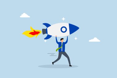 Solopreneur tek başına girişimci, girişimci şirket roketi fırlatıyor..