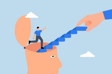 Kişisel gelişim, girişimci kendi zihninden yükselen merdivenler. 