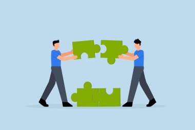 İş ortağı bulmacayı tamamlamak için bulmacaları bir araya getirdi.