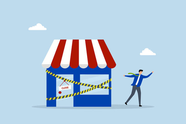 Близкий бизнес, бизнесмен уходит из офиса закрытой компании.