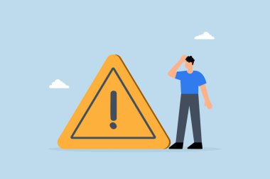 İş çıkmaz sokak. Umutsuz işadamı çıkmaz yol işaretinde durakladı