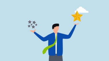 Niteliğe karşı nicelik, değerli yıldızları tipik yıldızlara karşı tutan girişimcinin 4k animasyonu