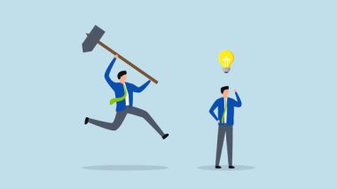 Kıskanç meslektaşım, iş adamının 4k animasyonu ampul için yeni bir fikir arkasından bir meslektaşı tarafından çarpılınca yok edildi..