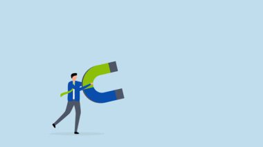 Para mıknatısı, zeki girişimcinin 4k animasyonu kağıt para birimini çekmek için güçlü mıknatıs kullanıyor.