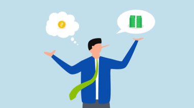 Yatırım kârı hakkında yalan söylemek, iş adamının 4k animasyonu büyük karlarla övünürken aslında küçük miktarlarda paraya odaklanarak aldatıyor..