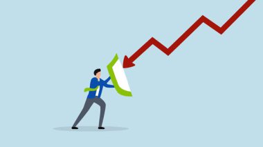 4k animasyon. Yatırımcı olarak kendini Kızıl Ok 'tan korumak için bir kalkan tutan bir iş adamı..