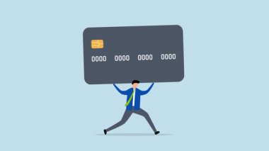 Kredi kartı borcu, hayal kırıklığına uğramış işadamlarının 4k animasyonu kredi kartı borçlarının ağırlığını taşıyor