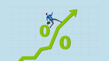 Faiz oranı artışında başarı, girişimci yatırımcıların 4k animasyonu yüzde grafiğine tırmanıyor.