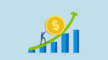 Girişimcinin 4k animasyonu sermayeyi büyüyen bir grafiğe taşıyor.