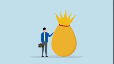 Altın yumurta yatırımı, 4k animasyon varlıklı girişimci değerli altın yumurtayla süslenmiş bir taç