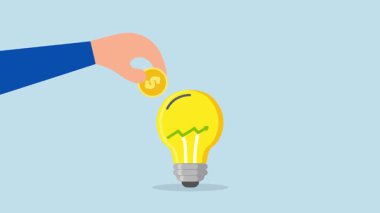 Gelir, yükselen grafik ve grafiği olan bir dolar sembolünün üzerinde büyüteç kullanarak iş adamının 4k animasyonu.