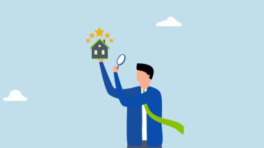 Mülk değerlendirmesi, yıldız dereceli girişimci müfettiş değerlendirme varlığının 4k animasyonu.