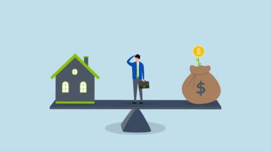 İş adamı, ya ipoteği ödemek ya da kâr etmek için yatırım yapmak seçeneklerini değerlendiriyor.