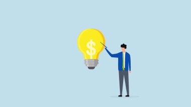 Fikir sunumu, iş adamı bir tartışmada bir ampul kullanarak yatırım fikri önerdi.
