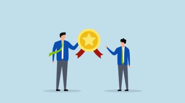 Çalışan ödülü tanınması, girişimci yöneticisinin 4k animasyonu başarılı işçiye altın yıldız nişanı verildi.