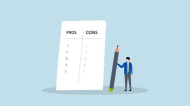 Ticari avantajları ve dezavantajları değerlendiren düşünceli iş adamlarının 4k animasyonu.