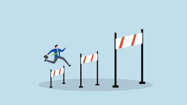 İş mücadelesi, kararlı iş adamlarının 4k animasyonu daha büyük engelleri keşfetmek için atlıyor.