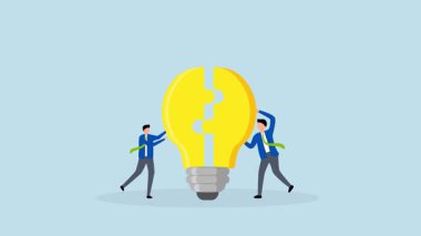 Takım çalışması, iş ortaklarının 4k animasyonu fikir parçalarını birleştirir..