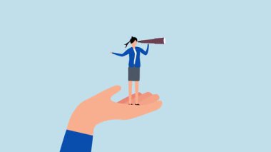 İş vizyoneri, teleskop kullanan girişimcinin 4k animasyonu onun geleceği düşünmesini sağlıyor.