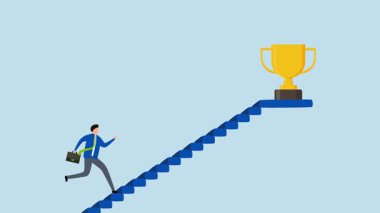 Büyük amaca ulaşmak için küçük adımlar at, kendine güvenen girişimcilerin 4k animasyonu hedeflerine doğru kademeli, küçük adımlar atarak sürekli ilerleme kaydet.