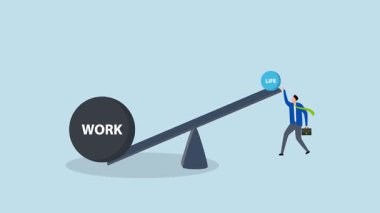 Aşırı çalışma, hoşnutsuz girişimcinin 4k animasyonu önemli iş baskılarına karşı küçük kişisel yaşamla karşı karşıya.