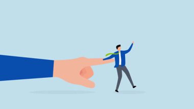 Dürtme teorisi, patron parmak dürtme iş adamının 4k animasyonu.