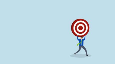 Hedefe ulaşmak için büyük ok hedefleri taşıyan iş adamlarının 4k animasyonu ok sürüsünden kaçar..