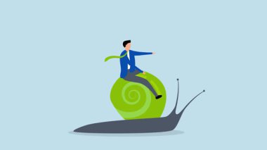 Yavaş büyüme, Aptal girişimci liderinin 4k animasyonu yavaş bir tempoda hareket etmesi asla başarılı olmayacak, iş rekabetinde başarısız olacak.