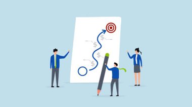 Stratejik planlama, iş adamlarının başarı taktik planı için 4k animasyonu.