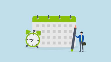 Takvim tarihi etkinliği, iş adamlarının 4k animasyonu takvimde önemli tarih olayları.